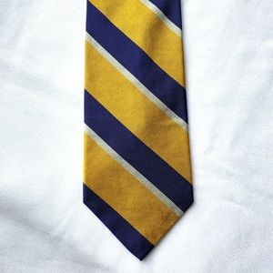 Lauren Ralph Lauren gold & navy 100% silk tie NWOT